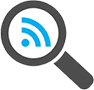 magnifying glass with wifi icon